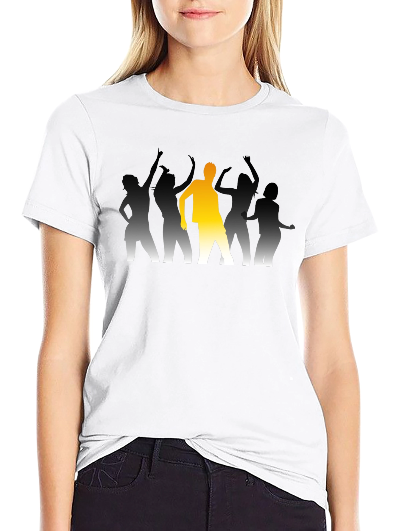 Dancing Crowd Graphic Tee - Black Cotton
