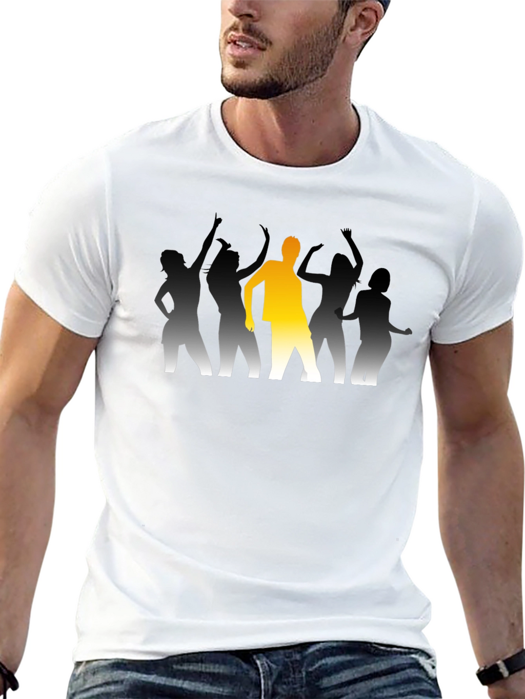 Dancing Crowd Graphic Tee - Black Cotton