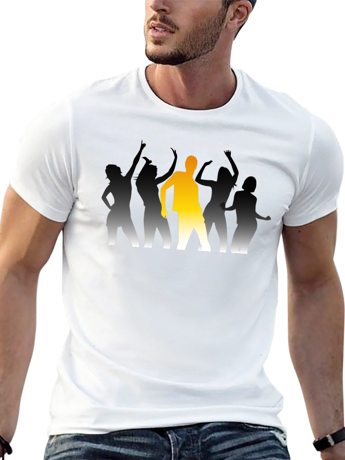 Dancing Crowd Graphic Tee - Black Cotton