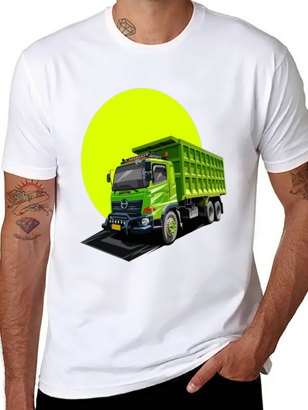 Dump Truck Graphic Tee - Black Cotton T-Shirt