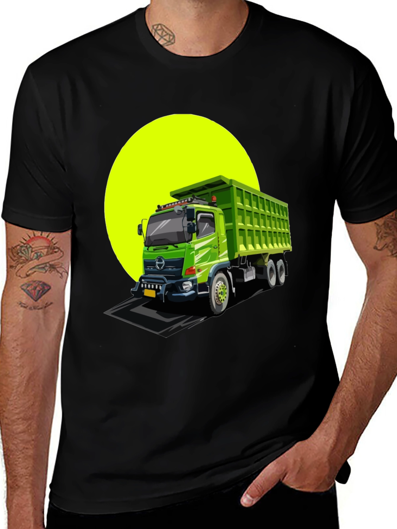 Dump Truck Graphic Tee - Black Cotton T-Shirt