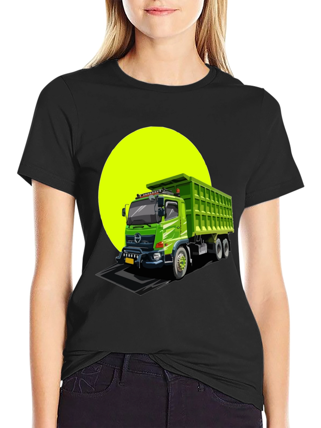 Dump Truck Graphic Tee - Black Cotton T-Shirt