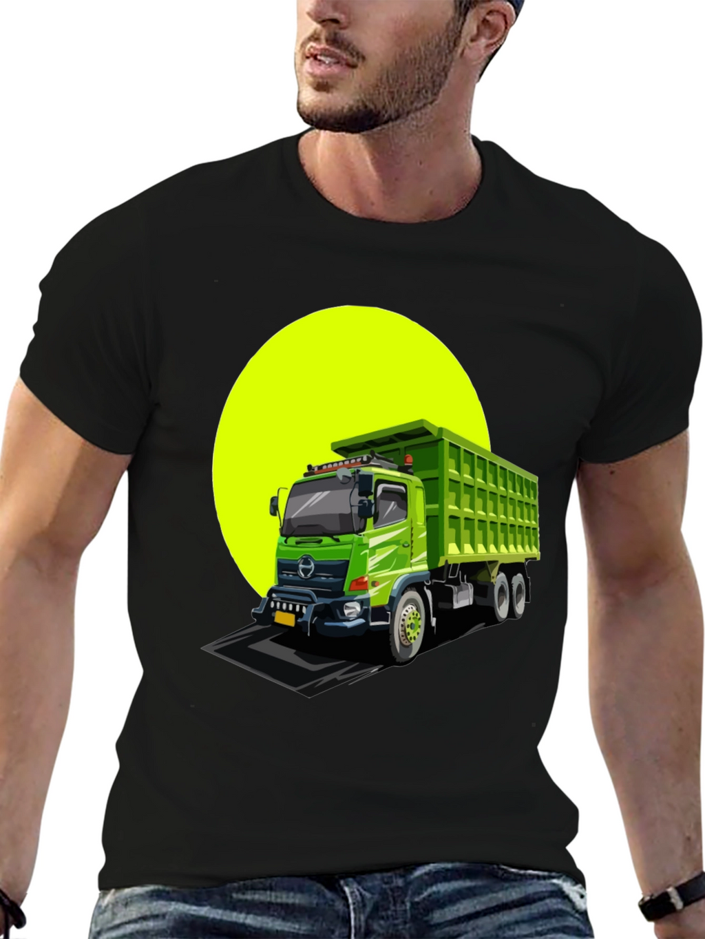 Dump Truck Graphic Tee - Black Cotton T-Shirt
