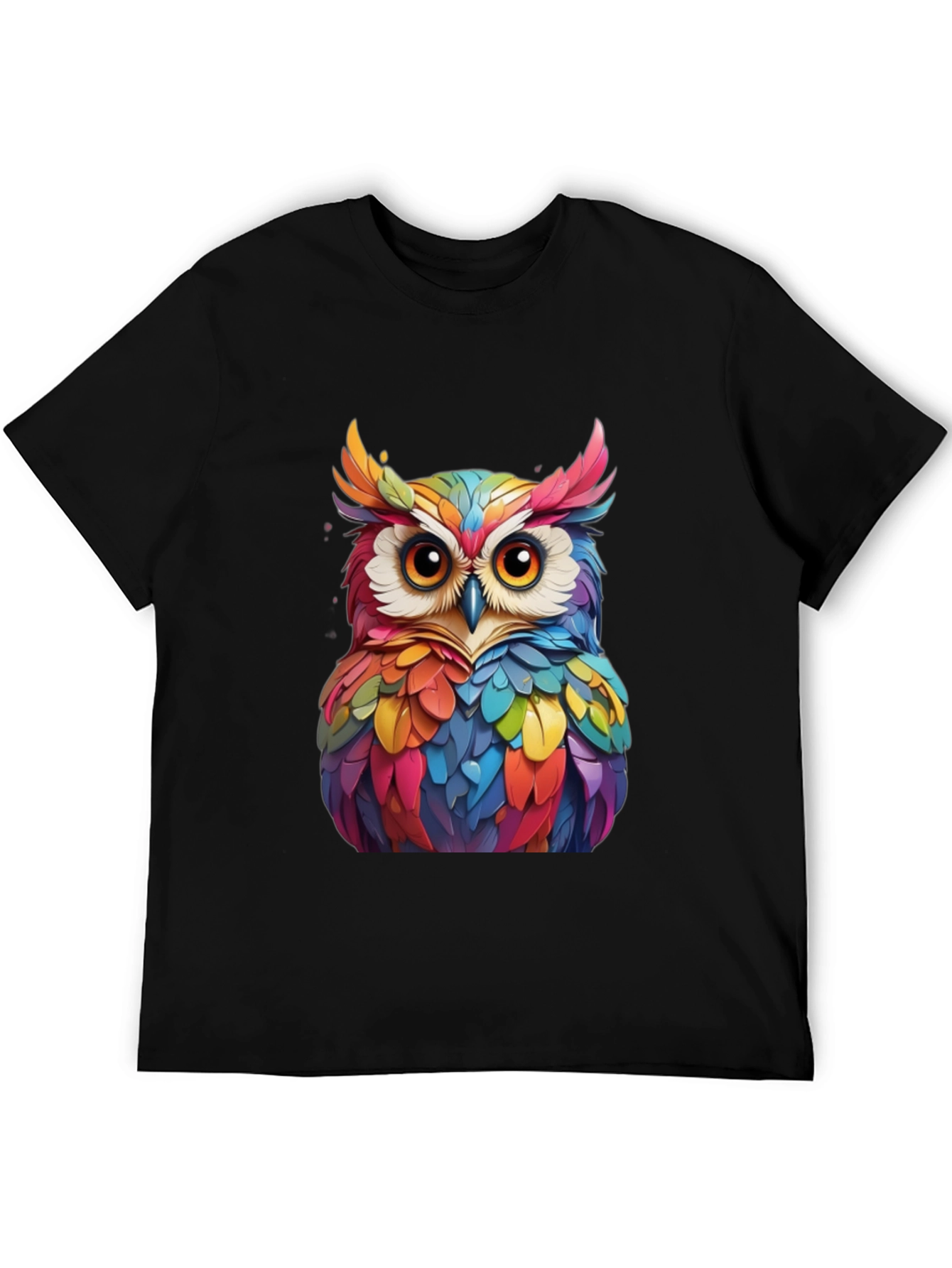 Rainbow Owl Graphic T-Shirt - Unique Colorful Design