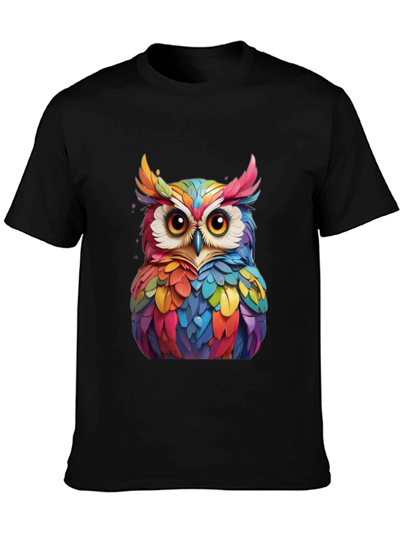 Rainbow Owl Graphic T-Shirt - Unique Colorful Design