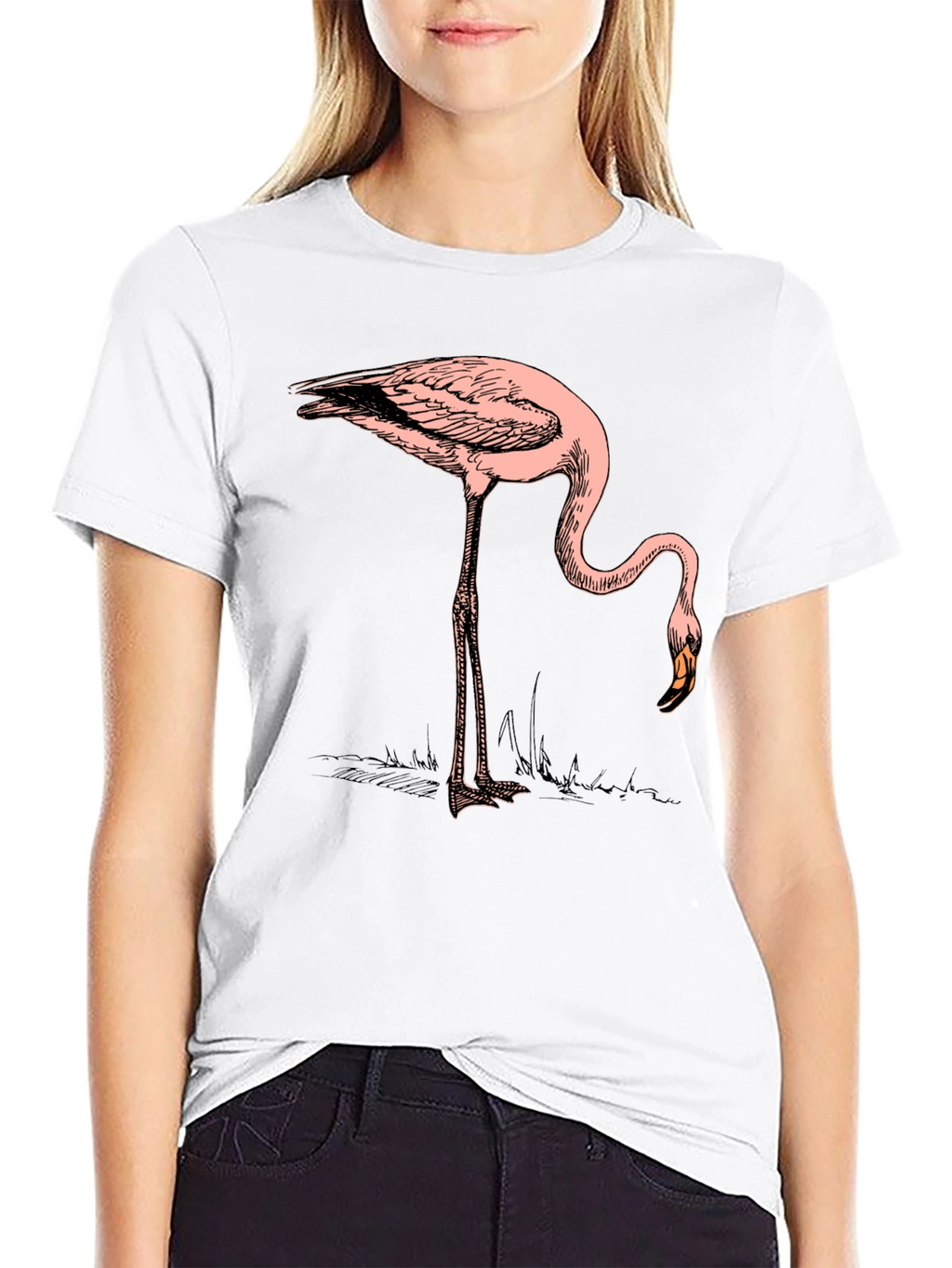 Flamingo Graphic Tee - Black Casual T-Shirt
