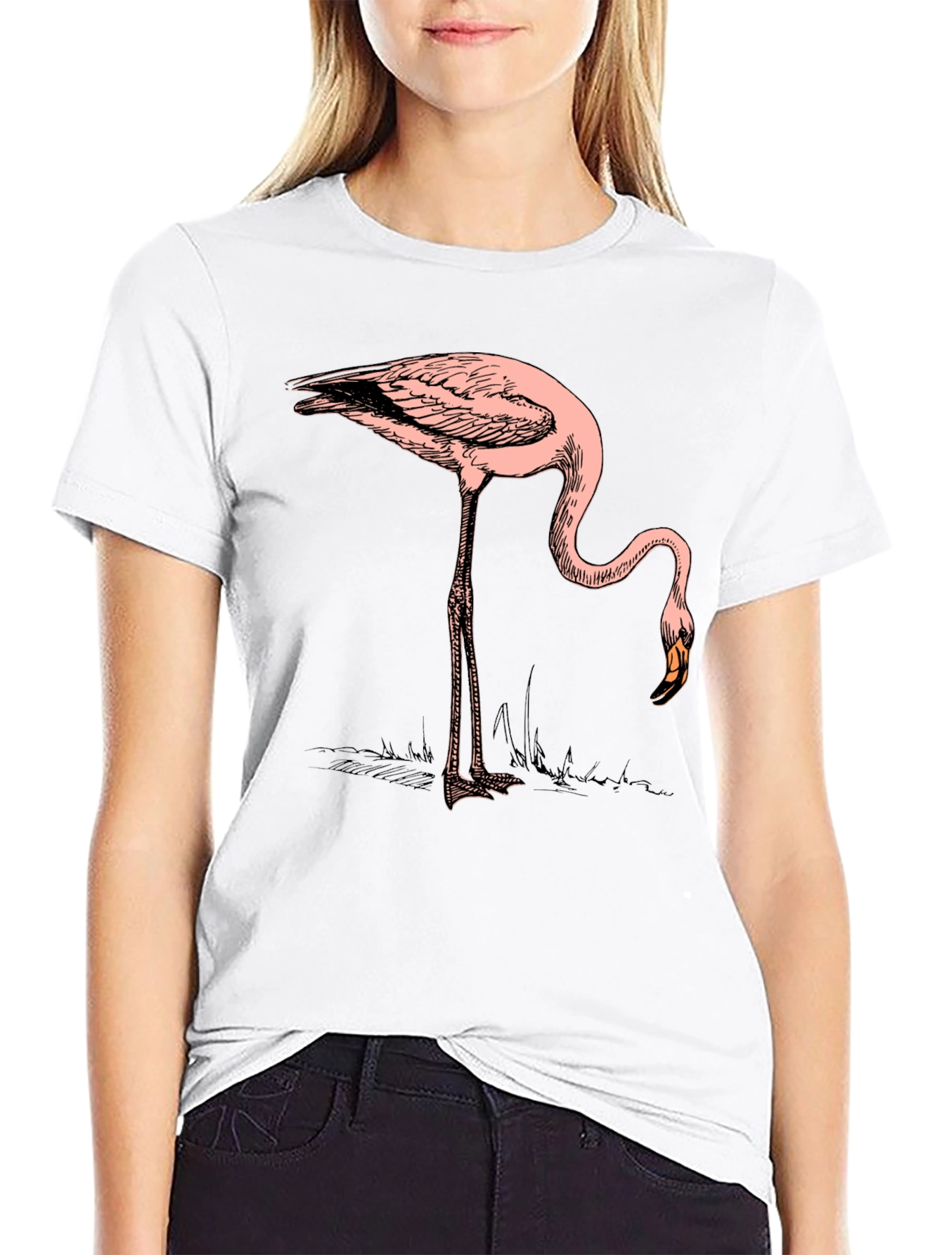 Flamingo Graphic Tee - Black Casual T-Shirt