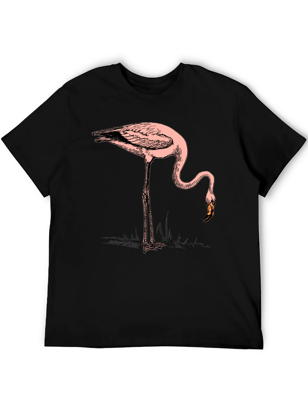 Flamingo Graphic Tee - Black Casual T-Shirt