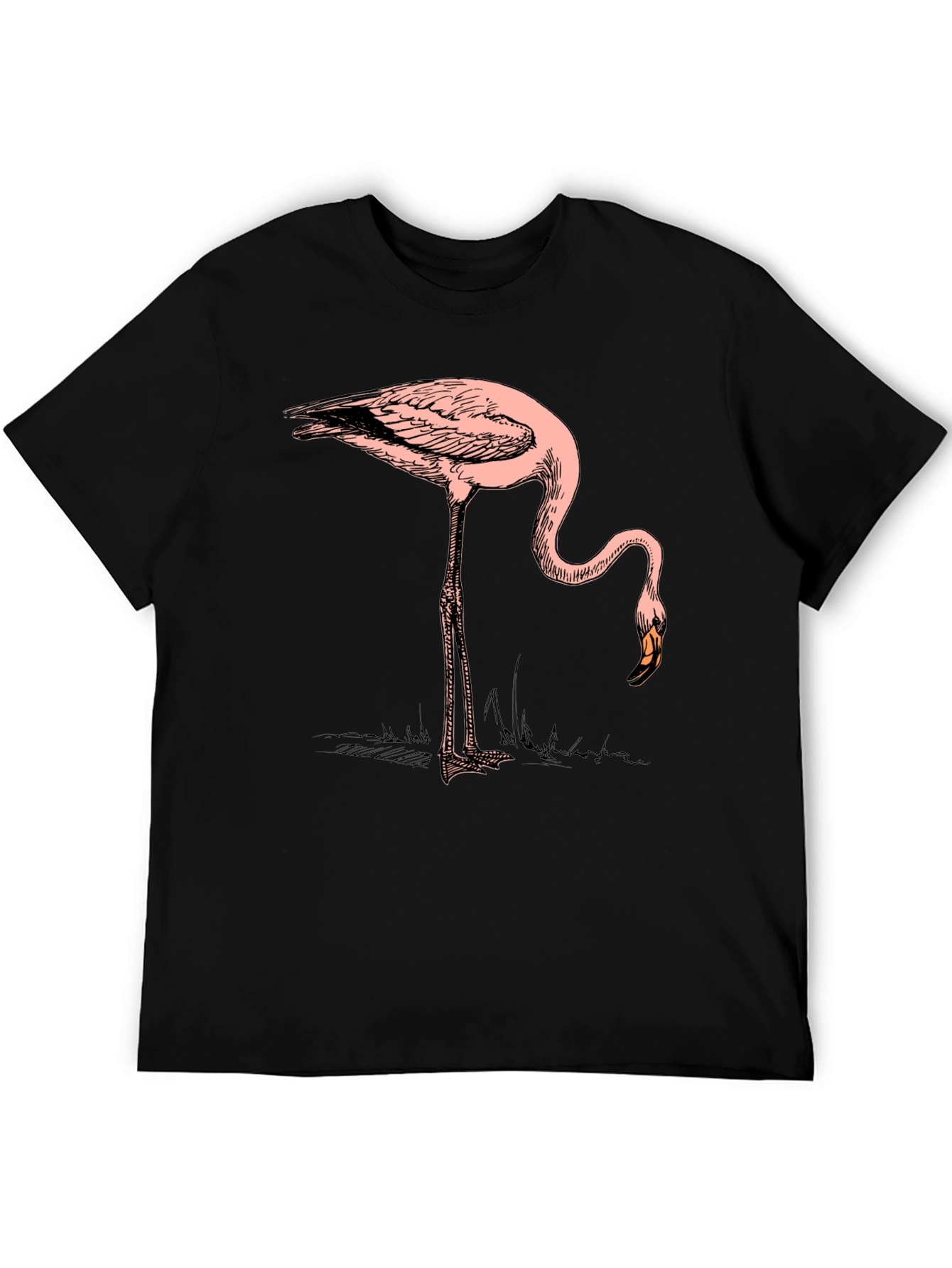 Flamingo Graphic Tee - Black Casual T-Shirt