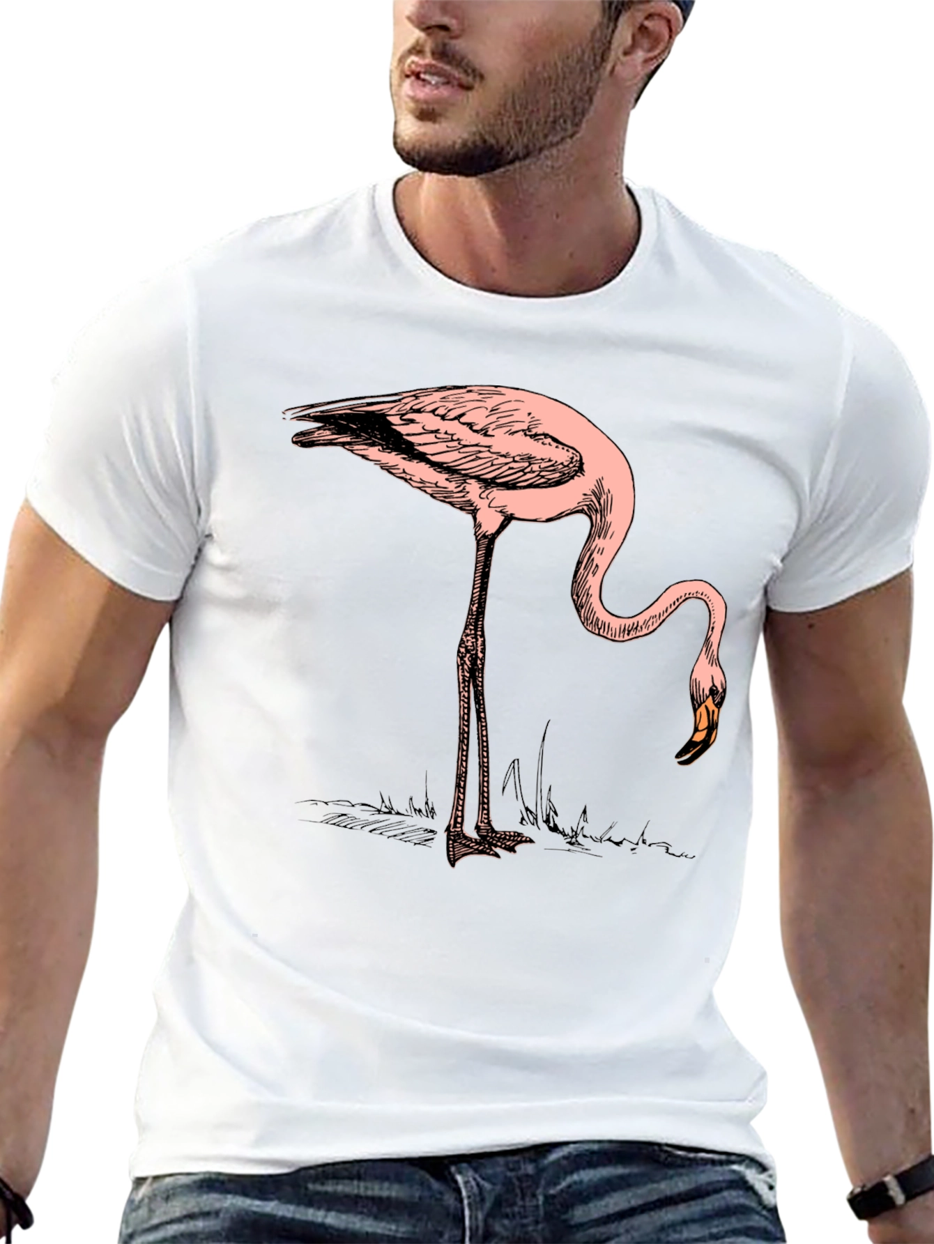 Flamingo Graphic Tee - Black Casual T-Shirt