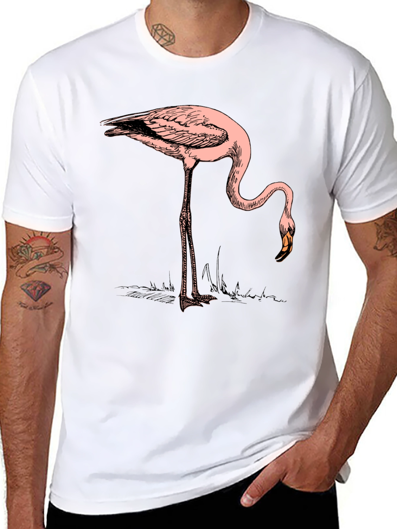 Flamingo Graphic Tee - Black Casual T-Shirt