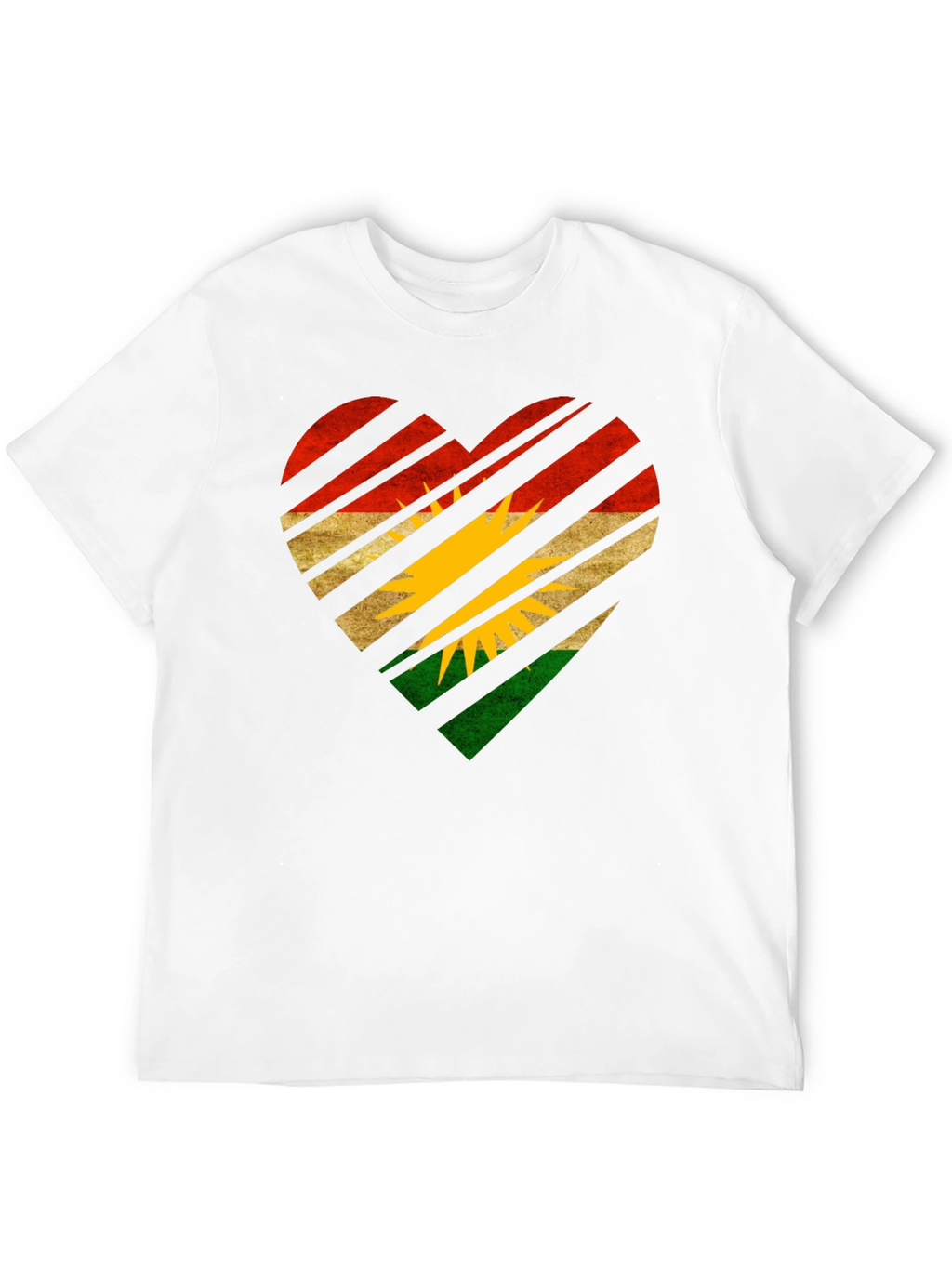Kurdistan Flag Heart Graphic Black T-Shirt