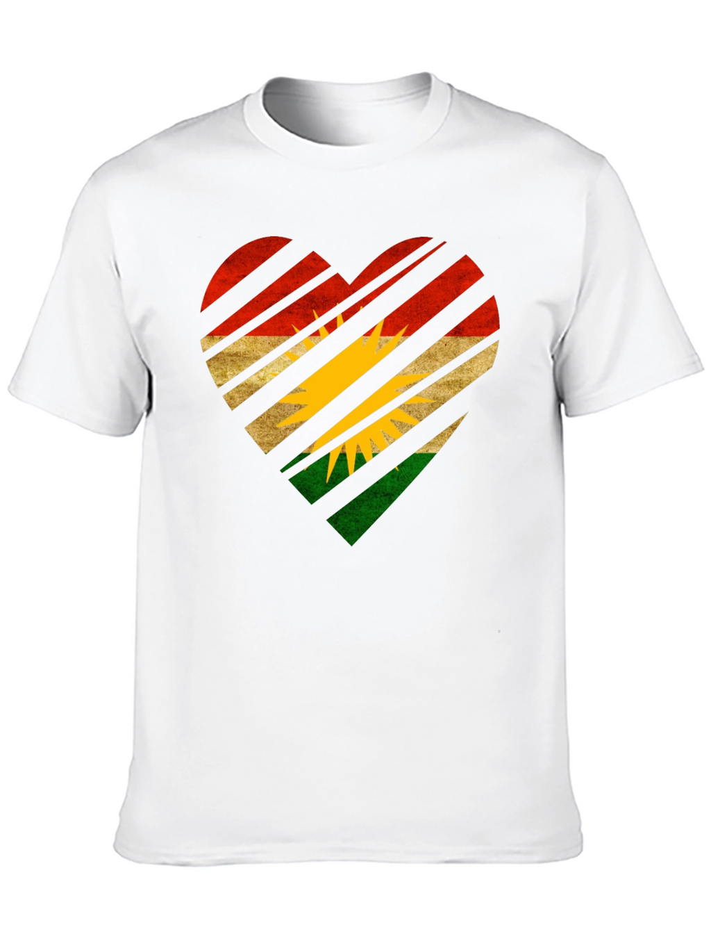 Kurdistan Flag Heart Graphic Black T-Shirt