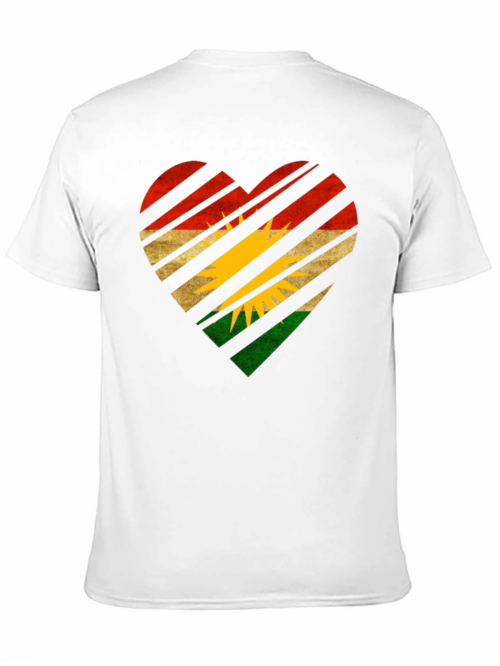 Kurdistan Flag Heart Graphic Black T-Shirt