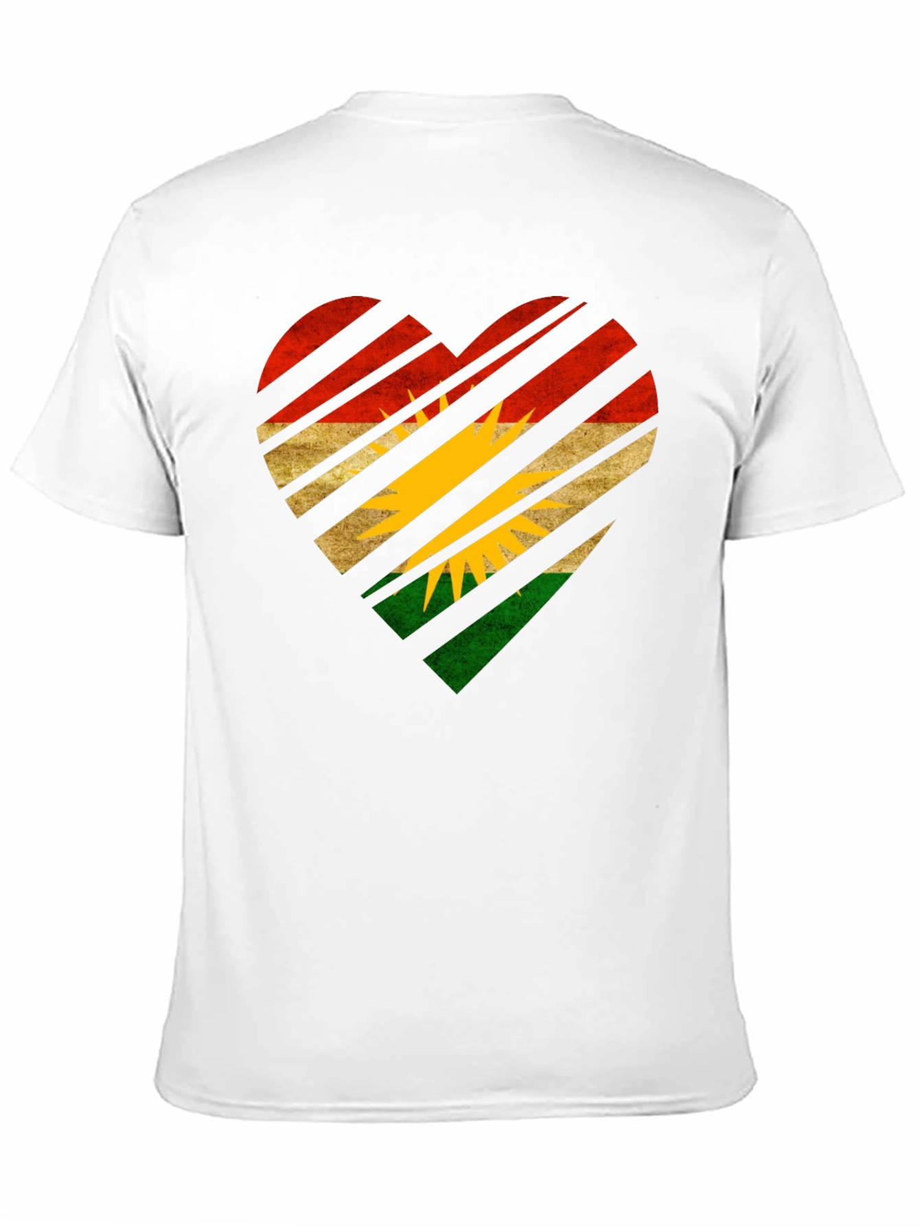 Kurdistan Flag Heart Graphic Black T-Shirt