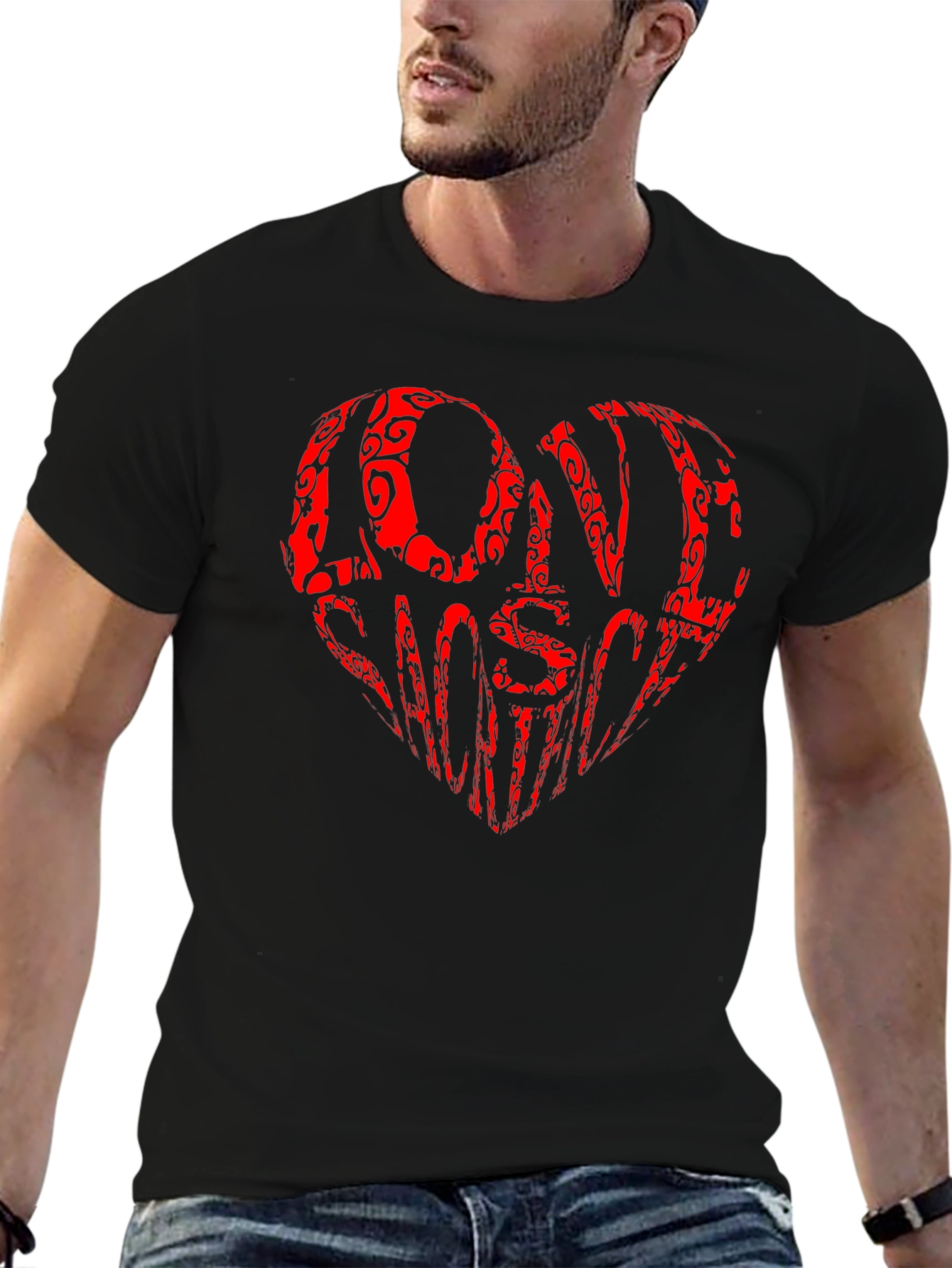 Love Wins Heart Graphic Tee - Black Cotton Shirt