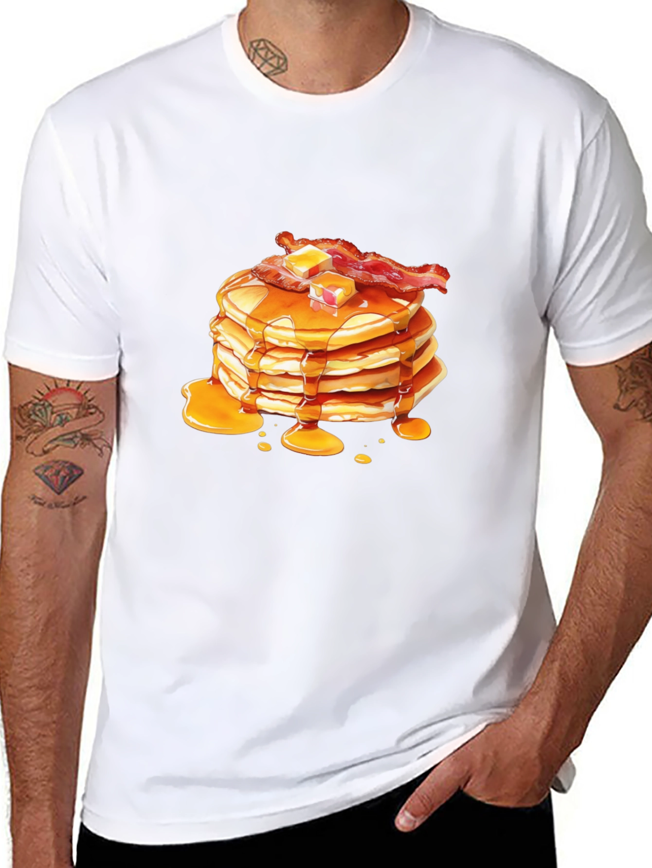 Pancakes & Bacon Graphic Tee - Breakfast Lovers T-Shirt
