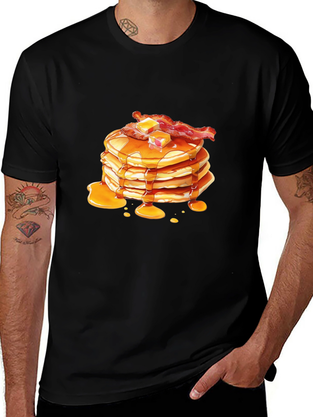 Pancakes & Bacon Graphic Tee - Breakfast Lovers T-Shirt