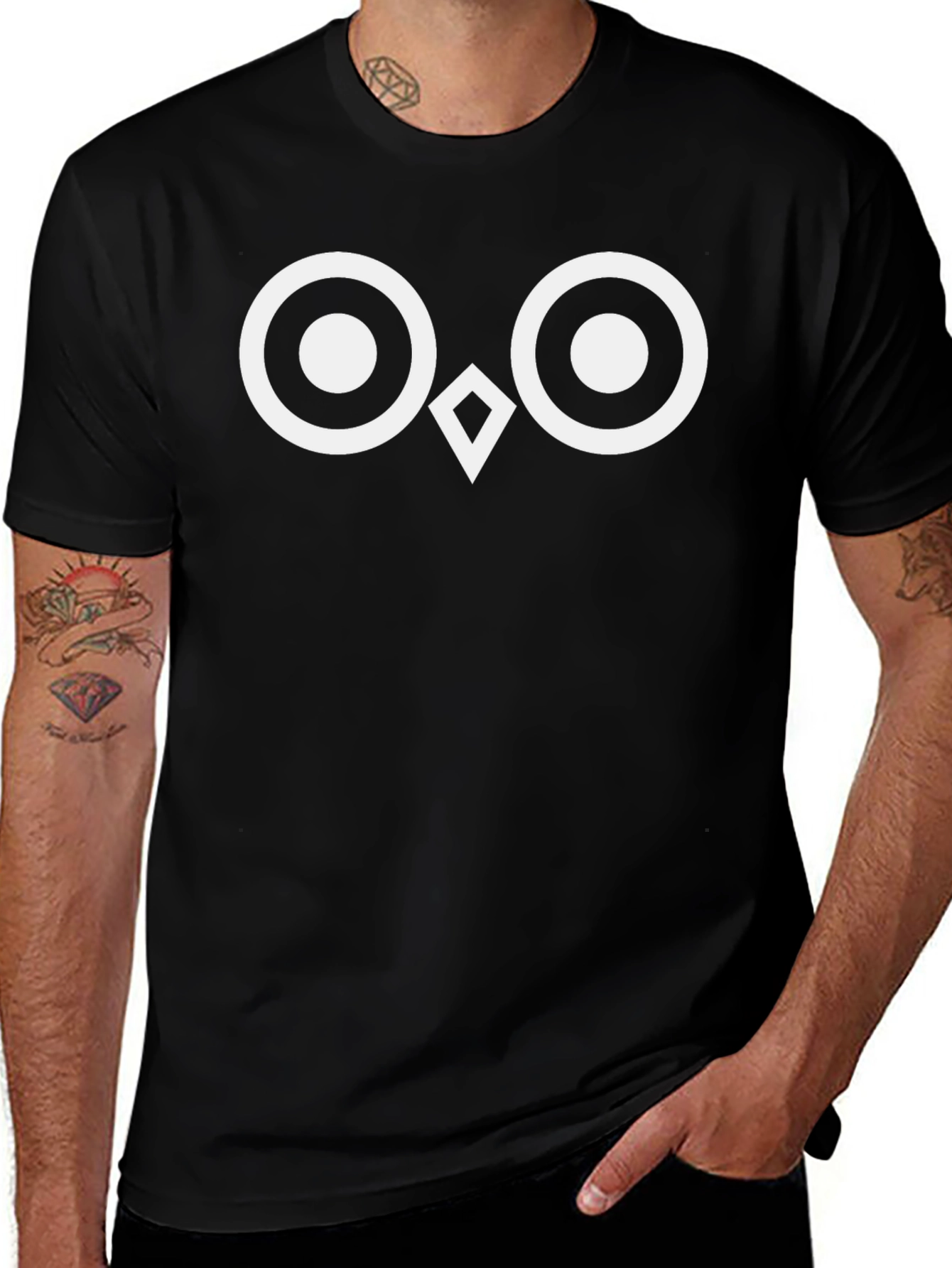 Owl Eyes Graphic Tee - Black Cotton T-Shirt