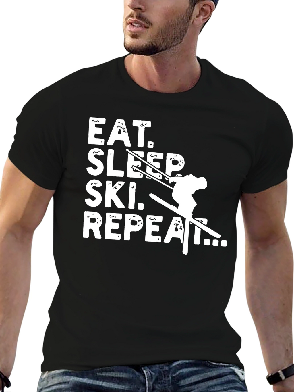 Eat Sleep Ski Repeat Graphic Tee
