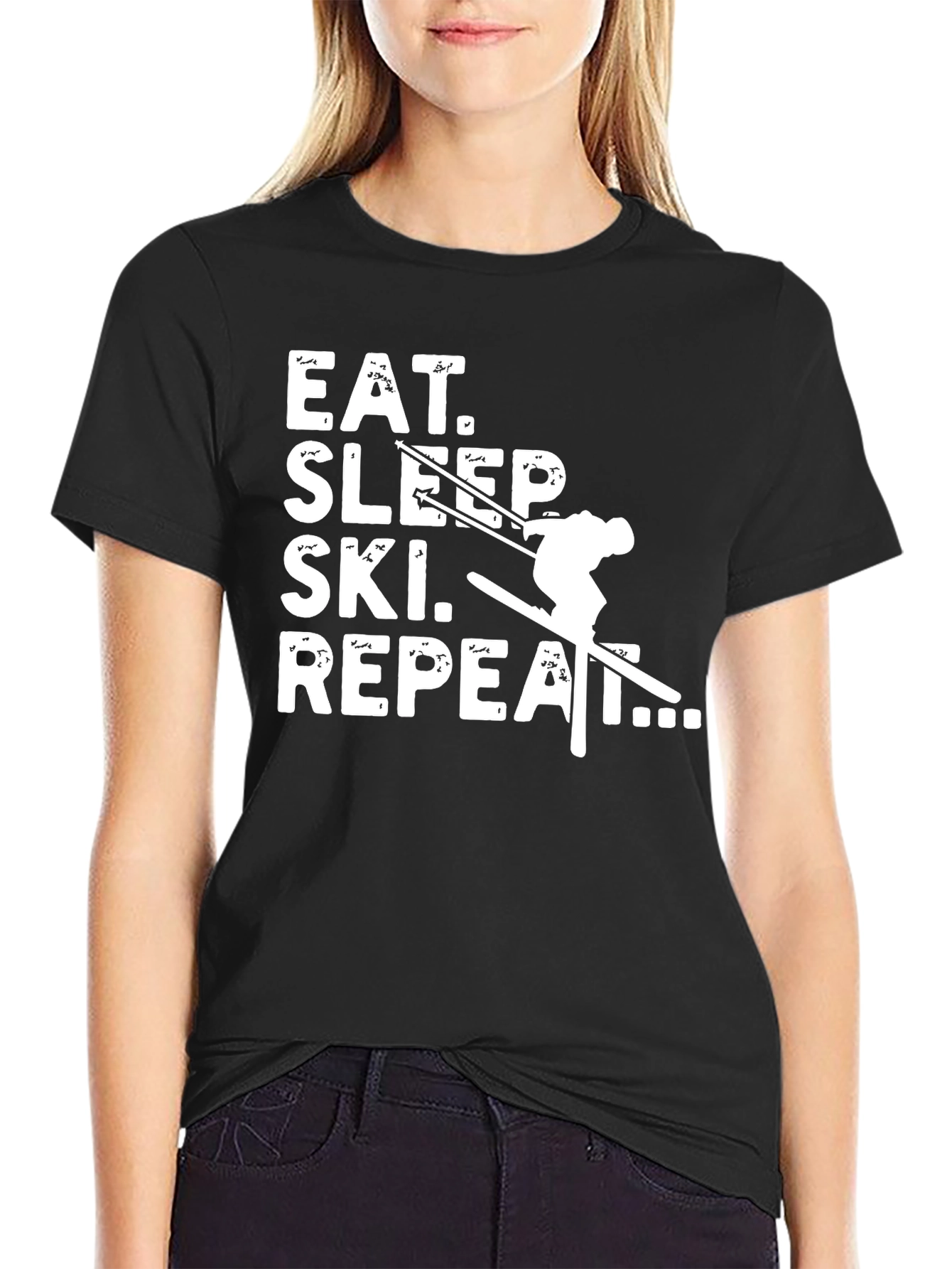 Eat Sleep Ski Repeat Graphic Tee