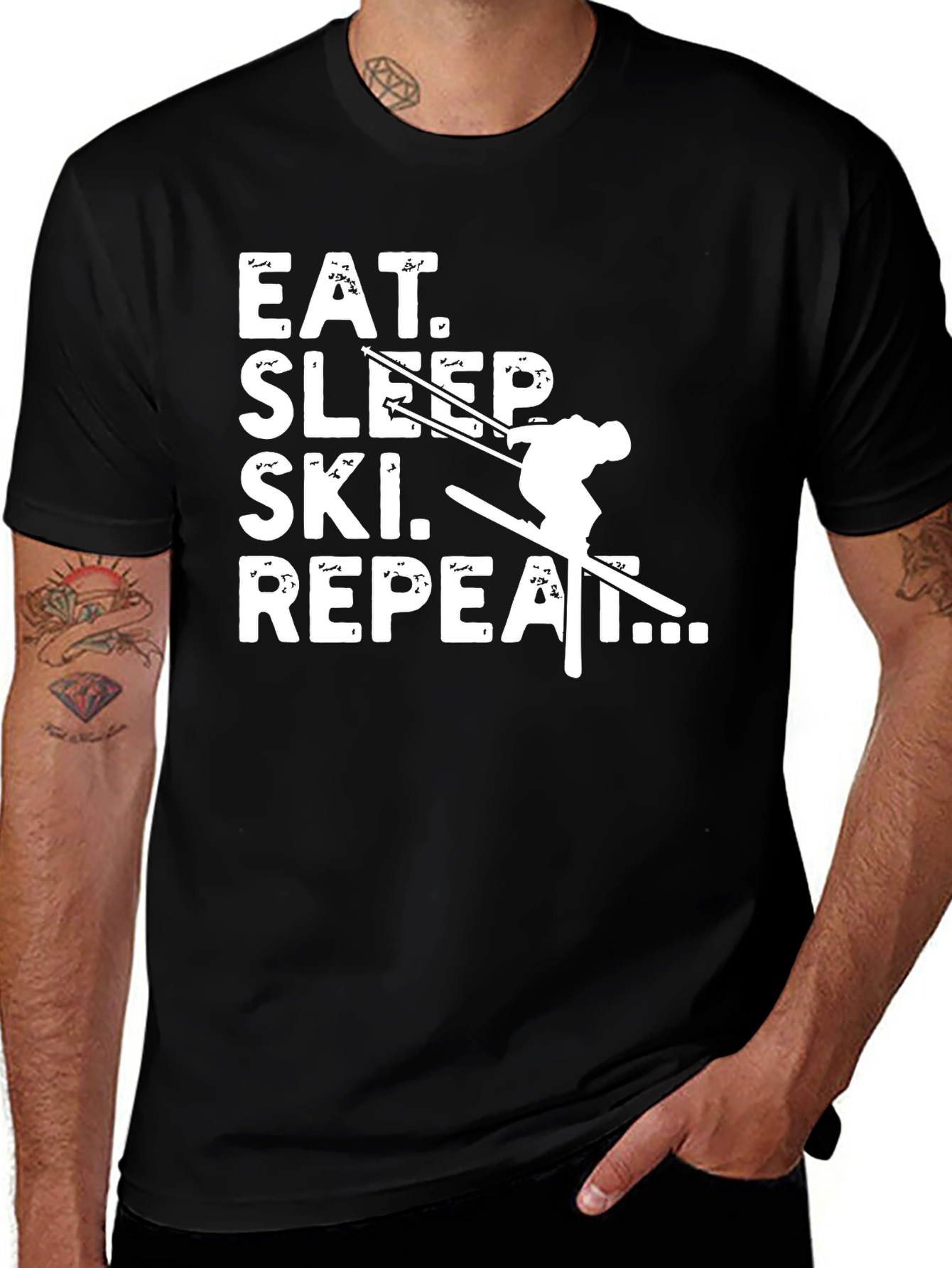 Eat Sleep Ski Repeat Graphic Tee
