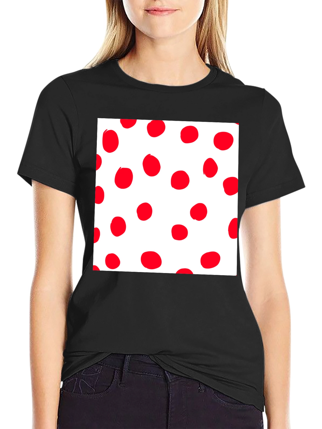 Red Polka Dot Crew Neck T-Shirt