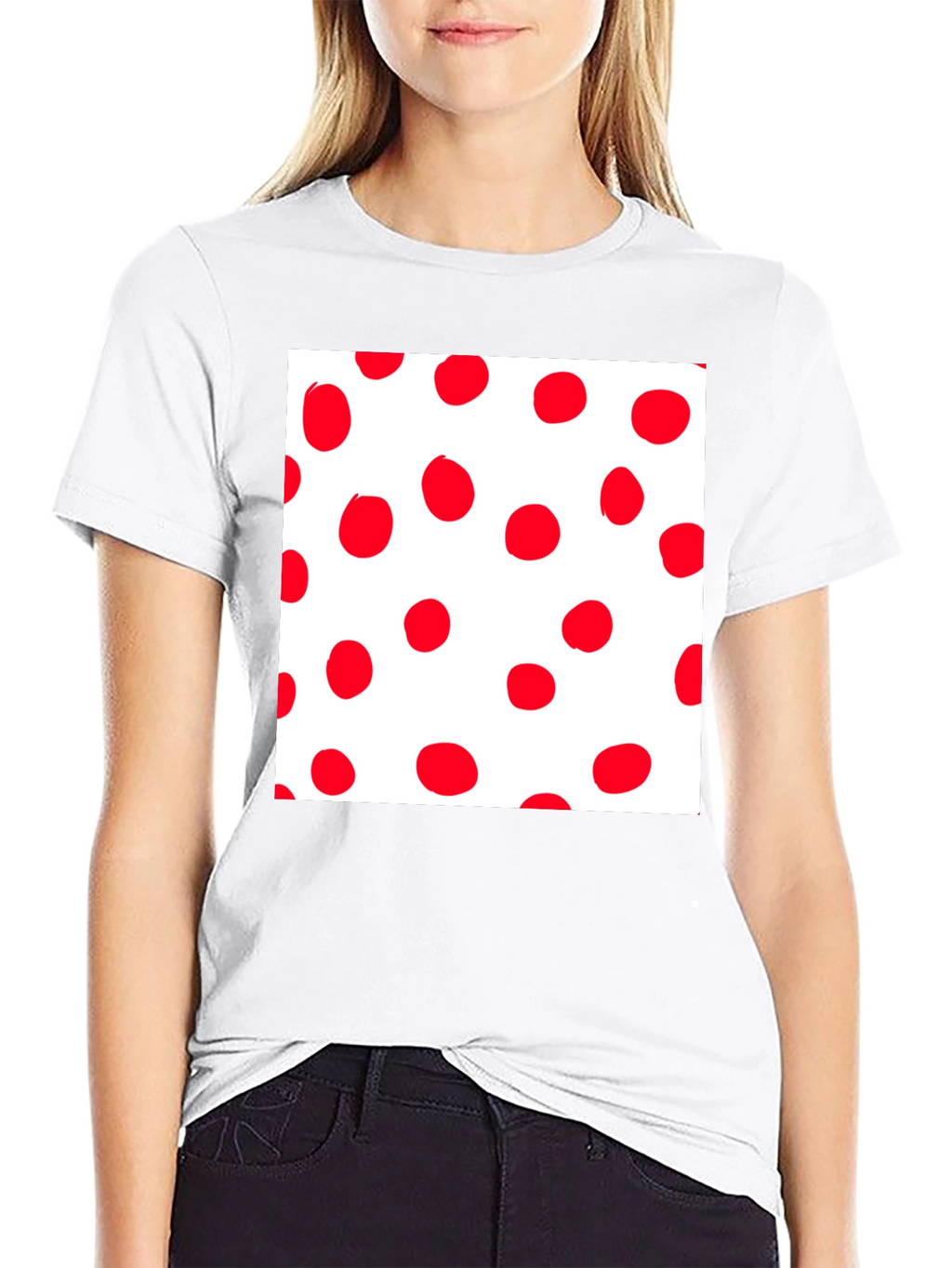 Red Polka Dot Crew Neck T-Shirt
