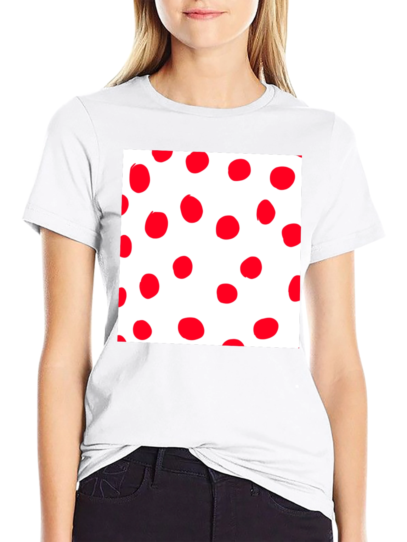 Red Polka Dot Crew Neck T-Shirt