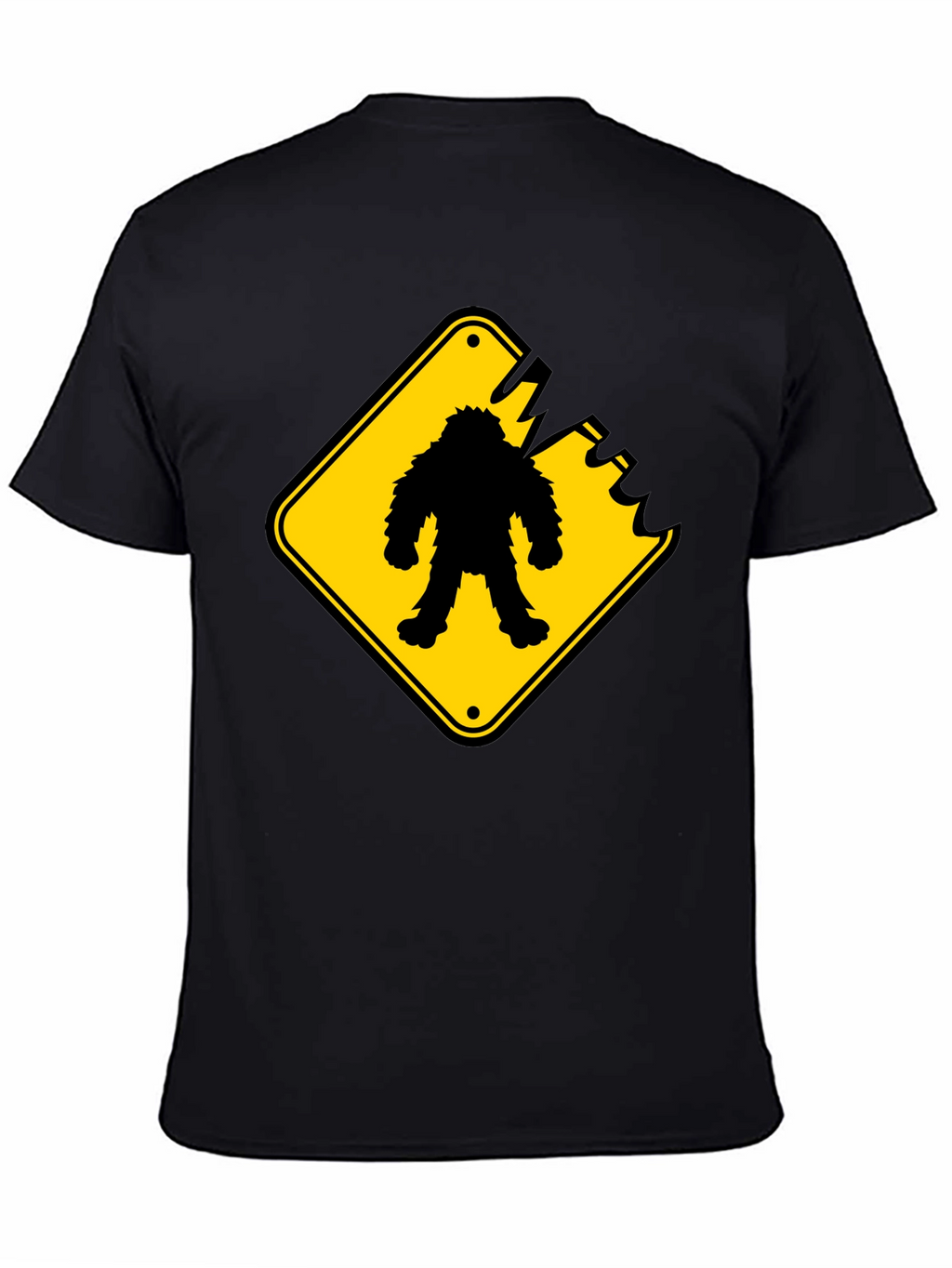 Sasquatch Crossing Black T-Shirt - Novelty Graphic Tee