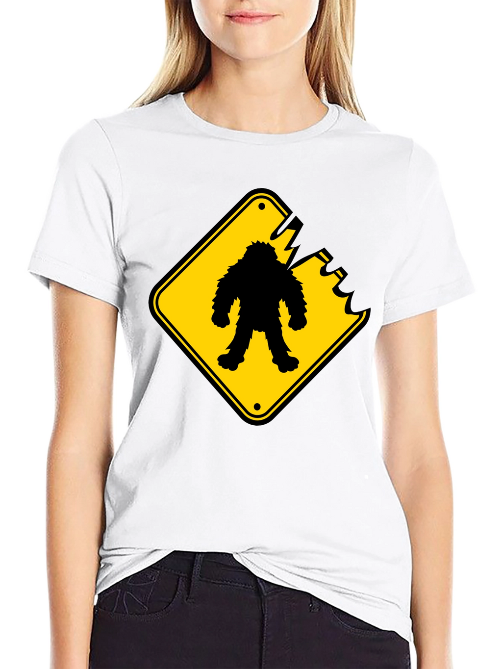 Sasquatch Crossing Black T-Shirt - Novelty Graphic Tee