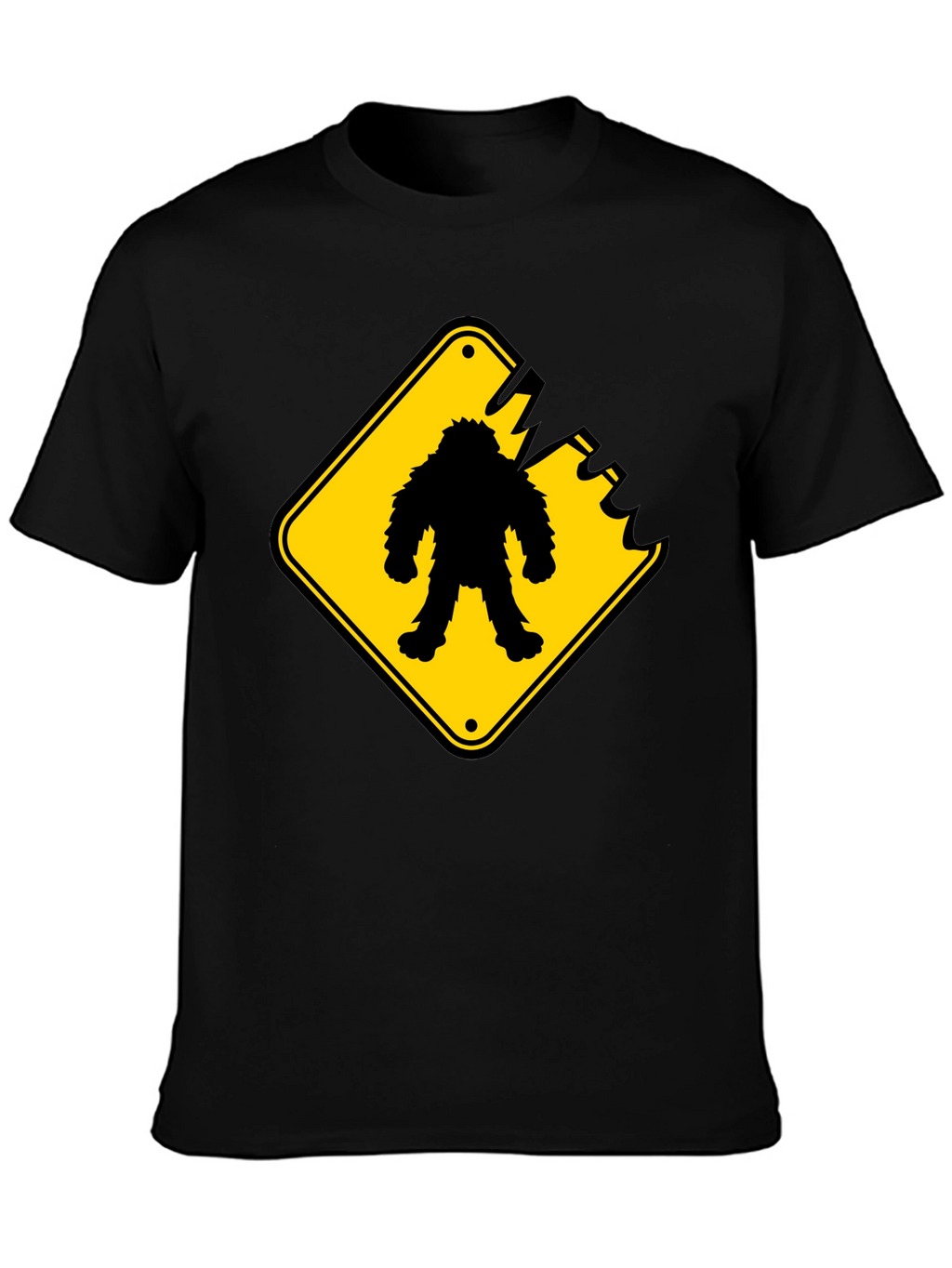 Sasquatch Crossing Black T-Shirt - Novelty Graphic Tee