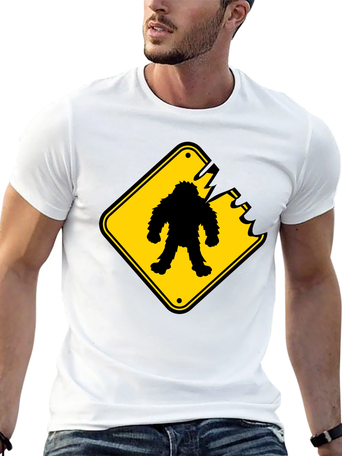 Sasquatch Crossing Black T-Shirt - Novelty Graphic Tee