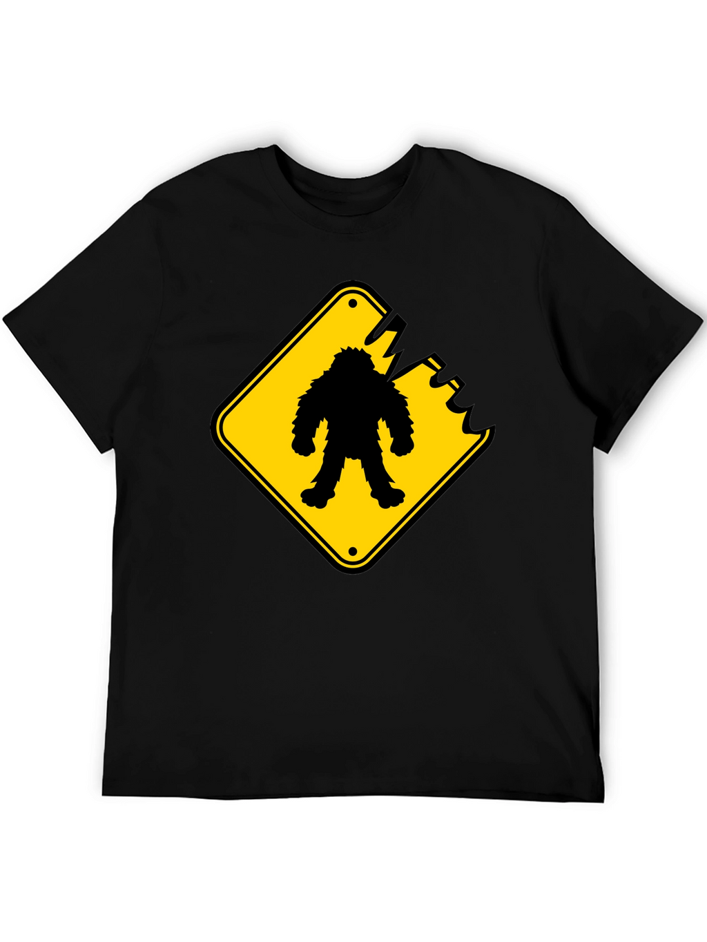 Sasquatch Crossing Black T-Shirt - Novelty Graphic Tee