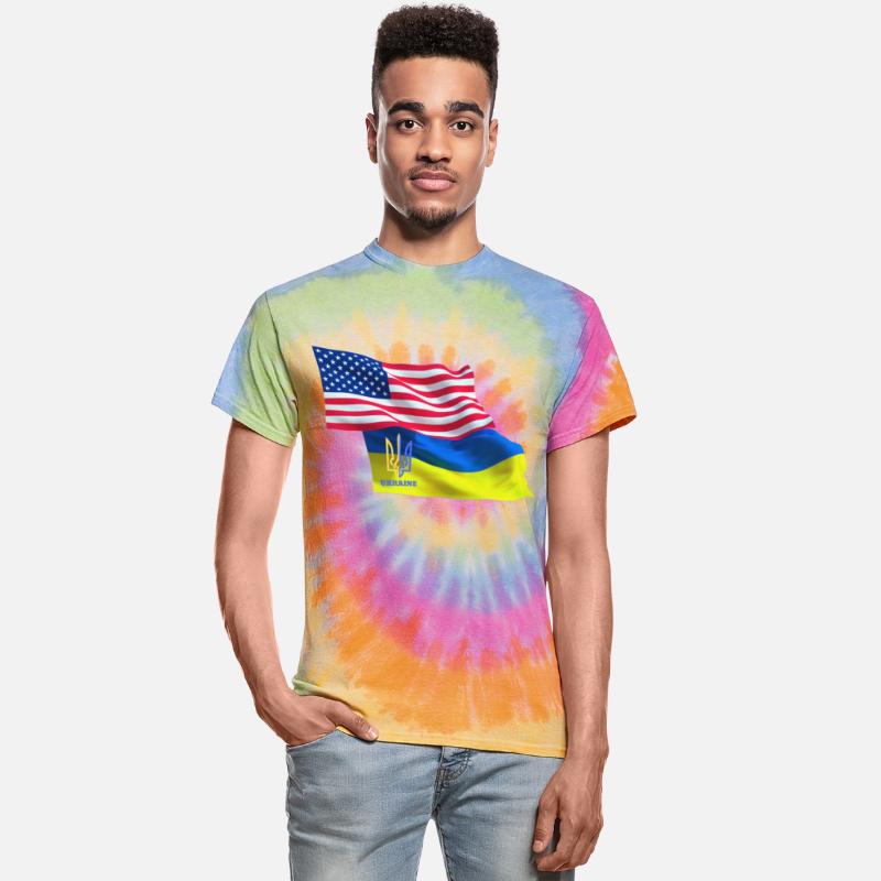 USA flag, Ukrainian emblem, Ukraine