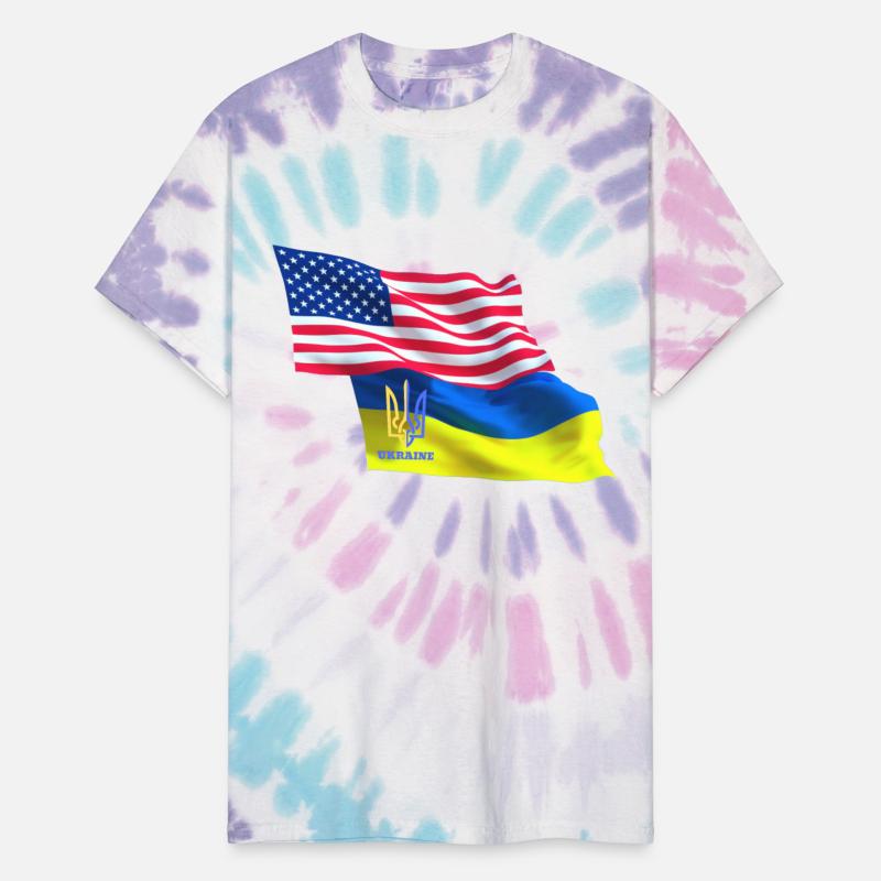 USA flag, Ukrainian emblem, Ukraine