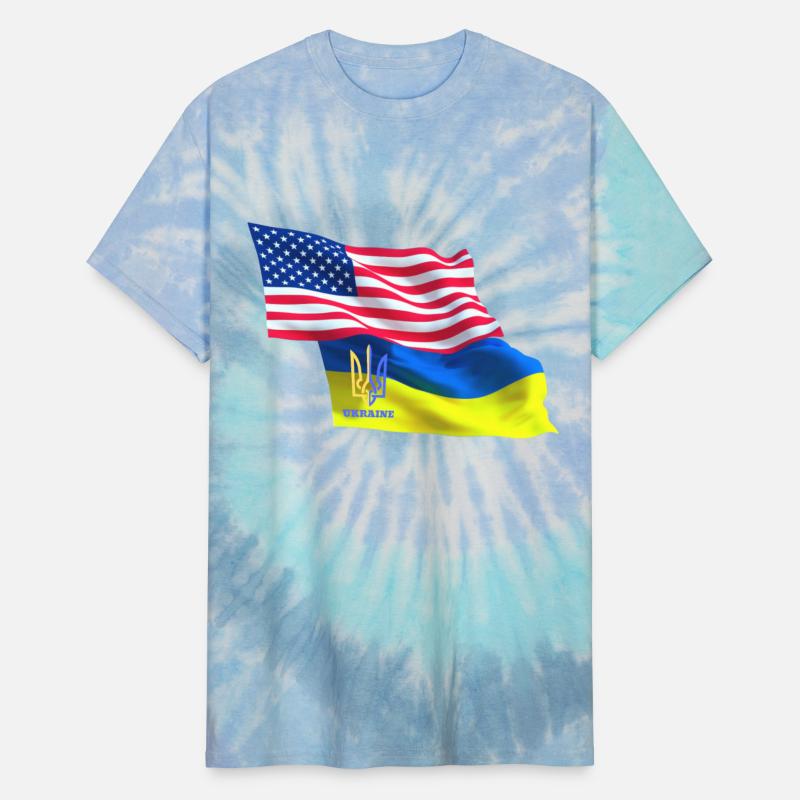 USA flag, Ukrainian emblem, Ukraine