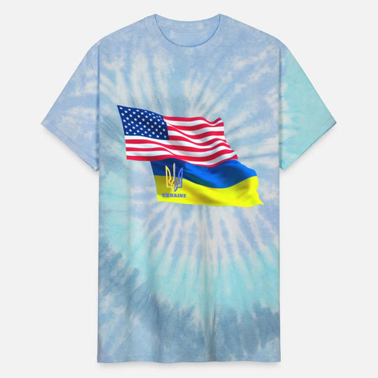 USA flag, Ukrainian emblem, Ukraine
