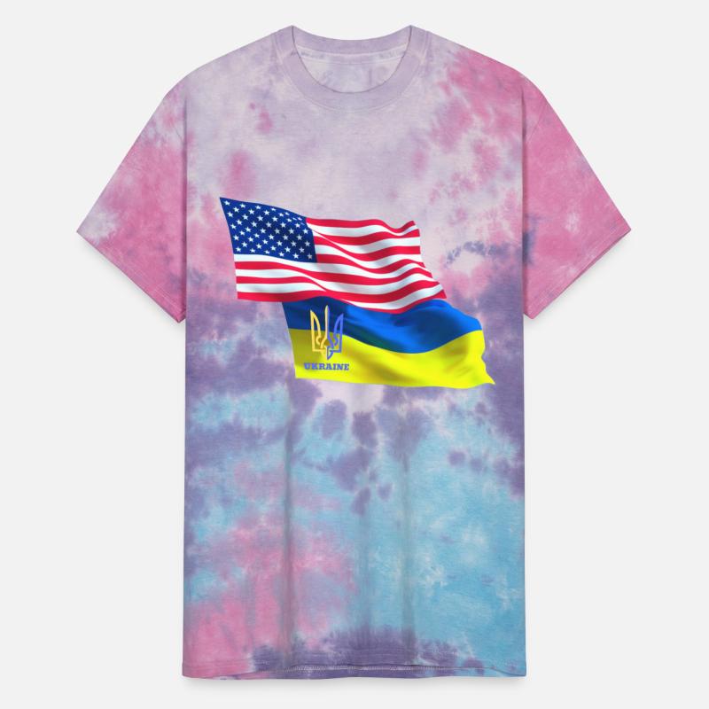 USA flag, Ukrainian emblem, Ukraine