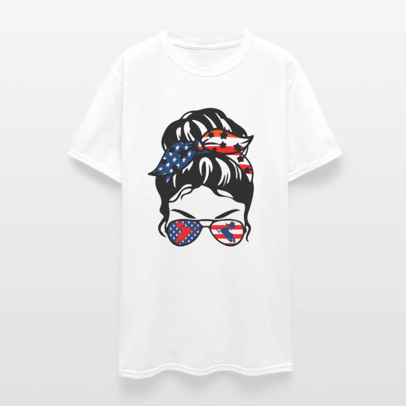 USA Snowmobile Girl American Flag Snowmobiler