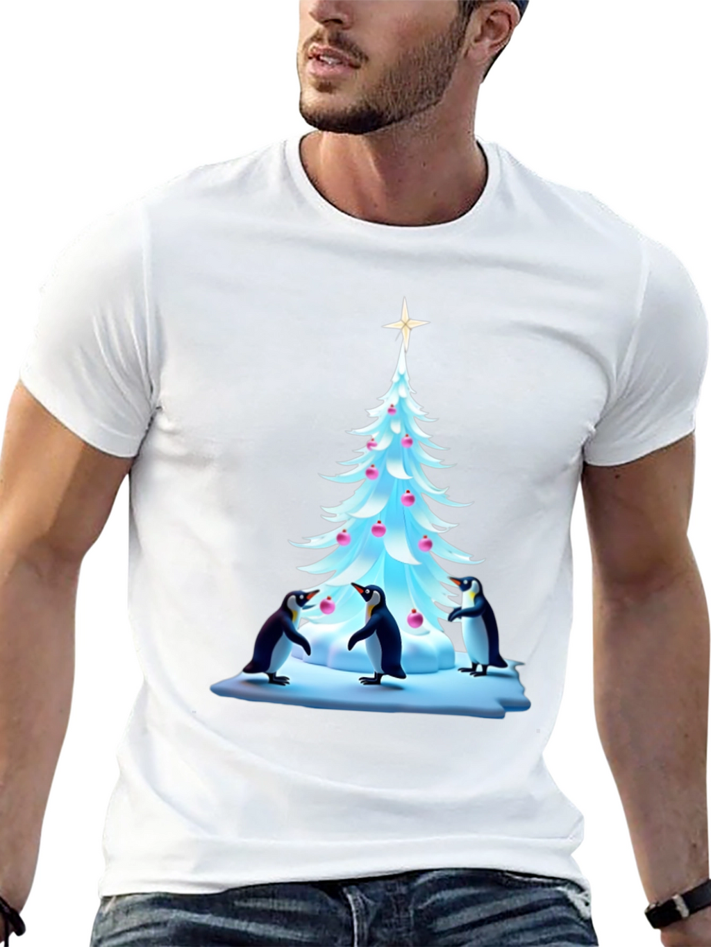 Festive Penguin Christmas Tree T-Shirt