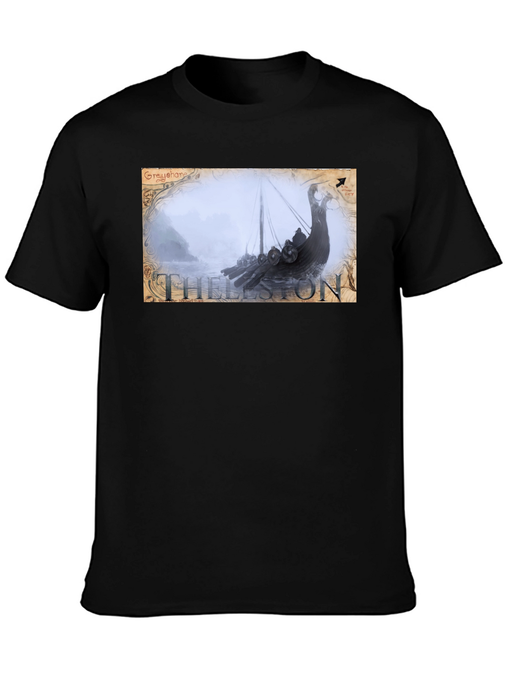Thelston Viking Ship Black T-Shirt