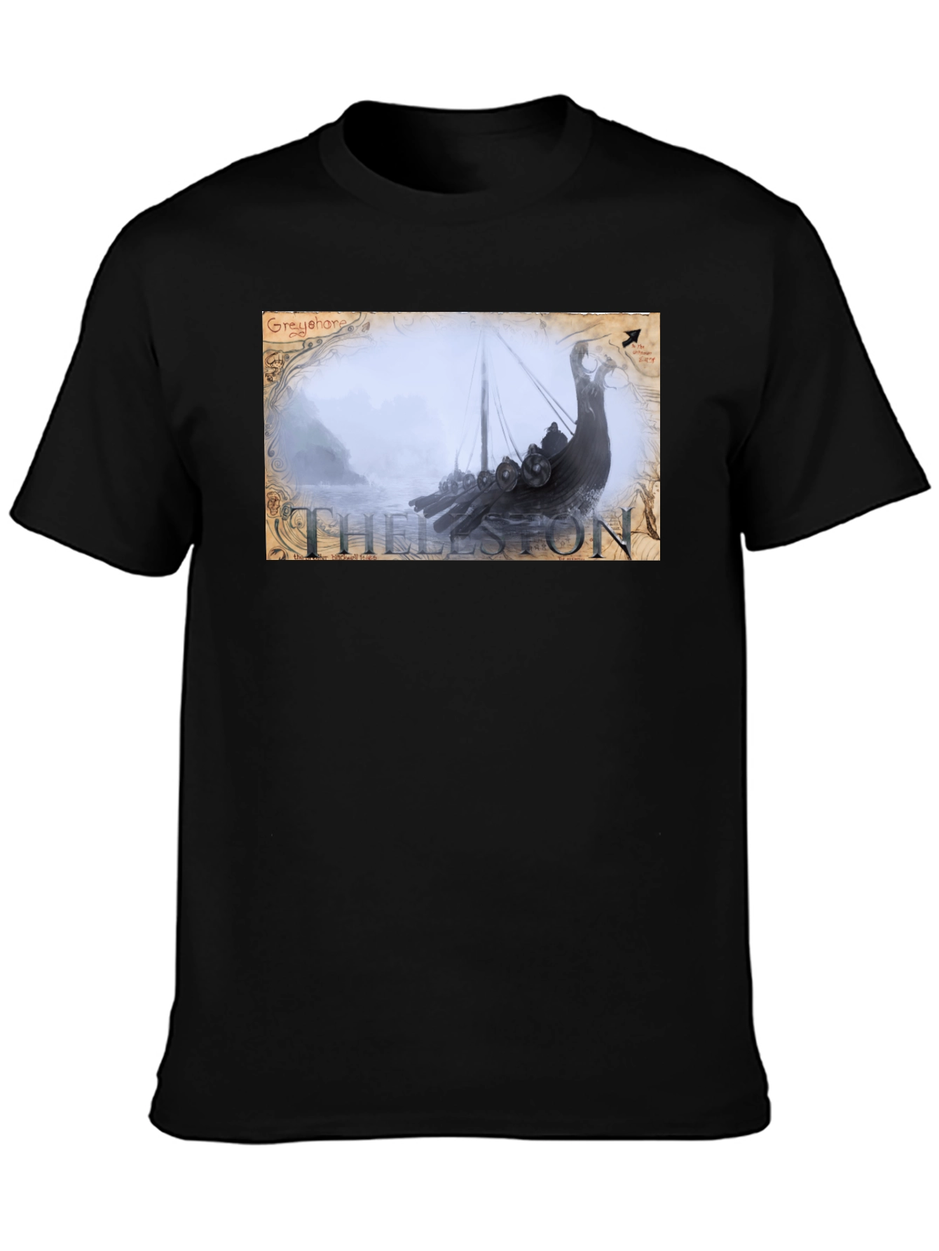 Thelston Viking Ship Black T-Shirt