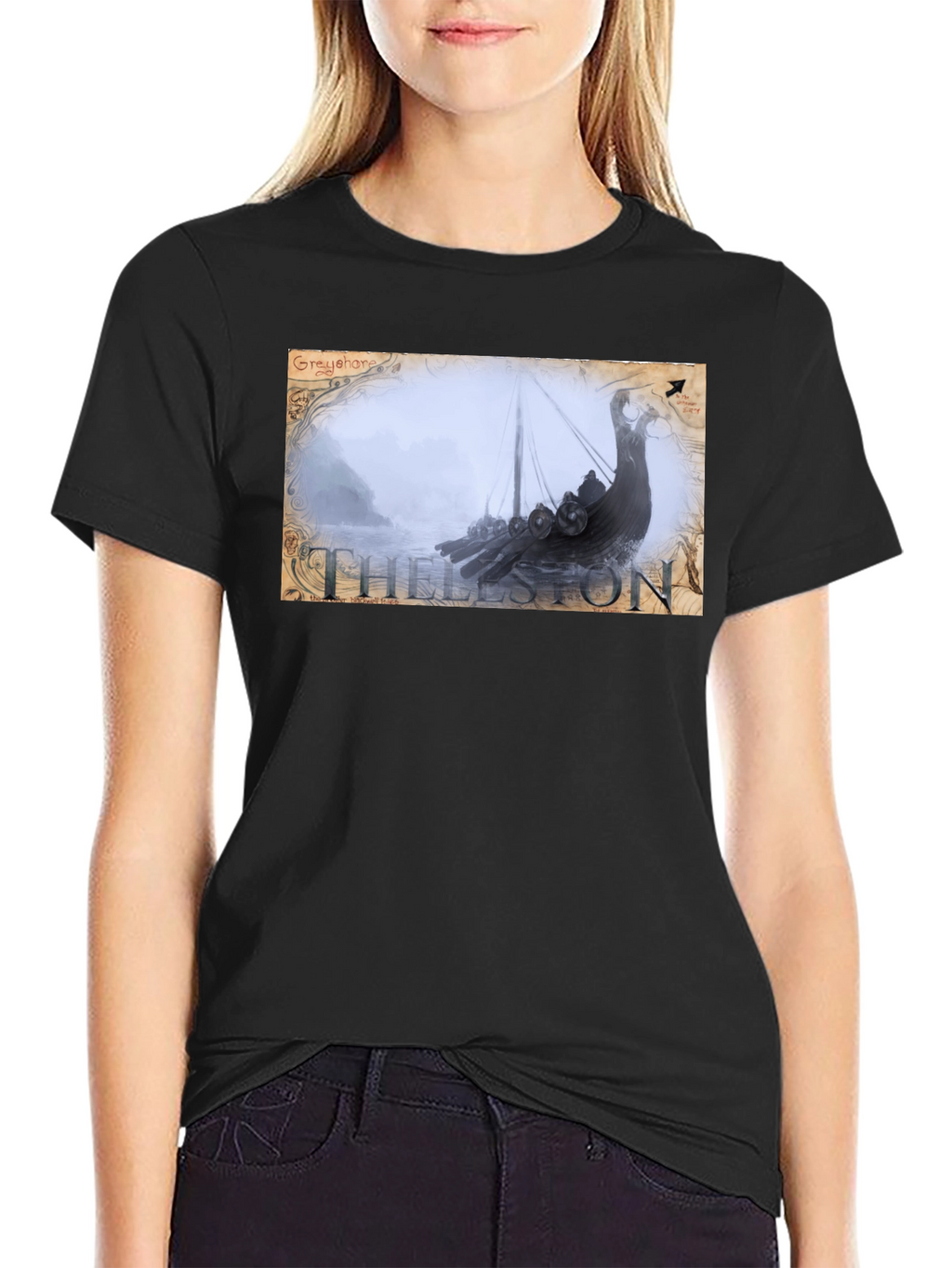Thelston Viking Ship Black T-Shirt