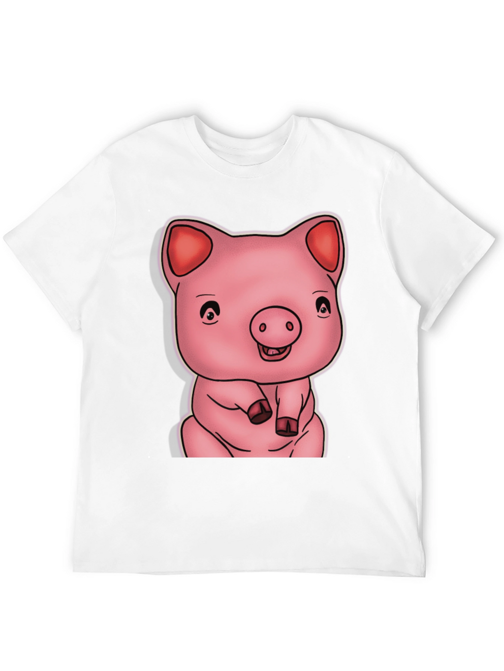 Cute Pig Graphic Black T-Shirt