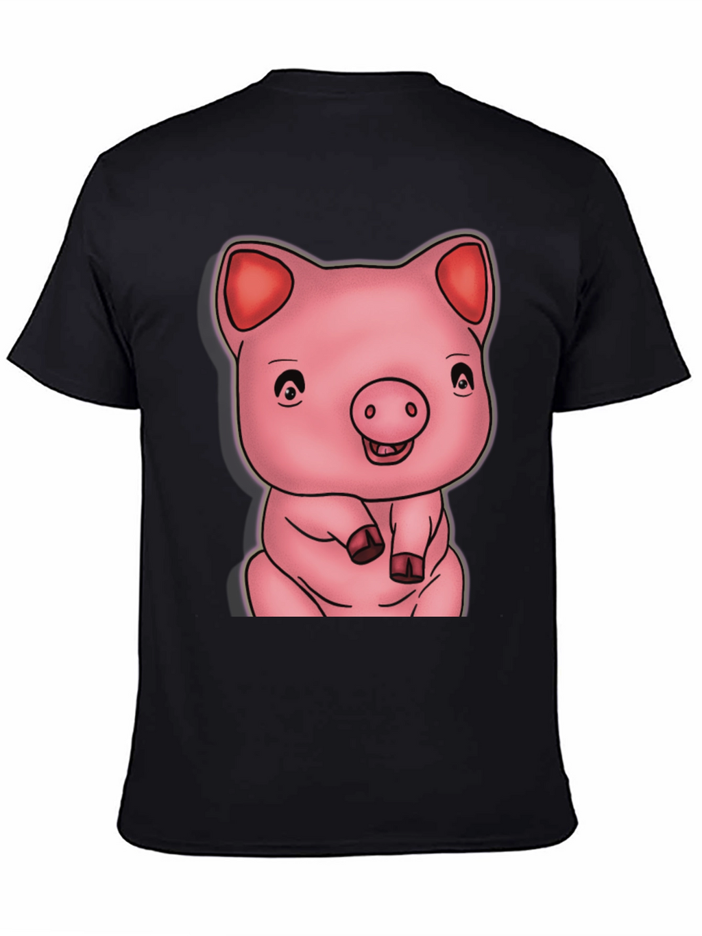 Cute Pig Graphic Black T-Shirt
