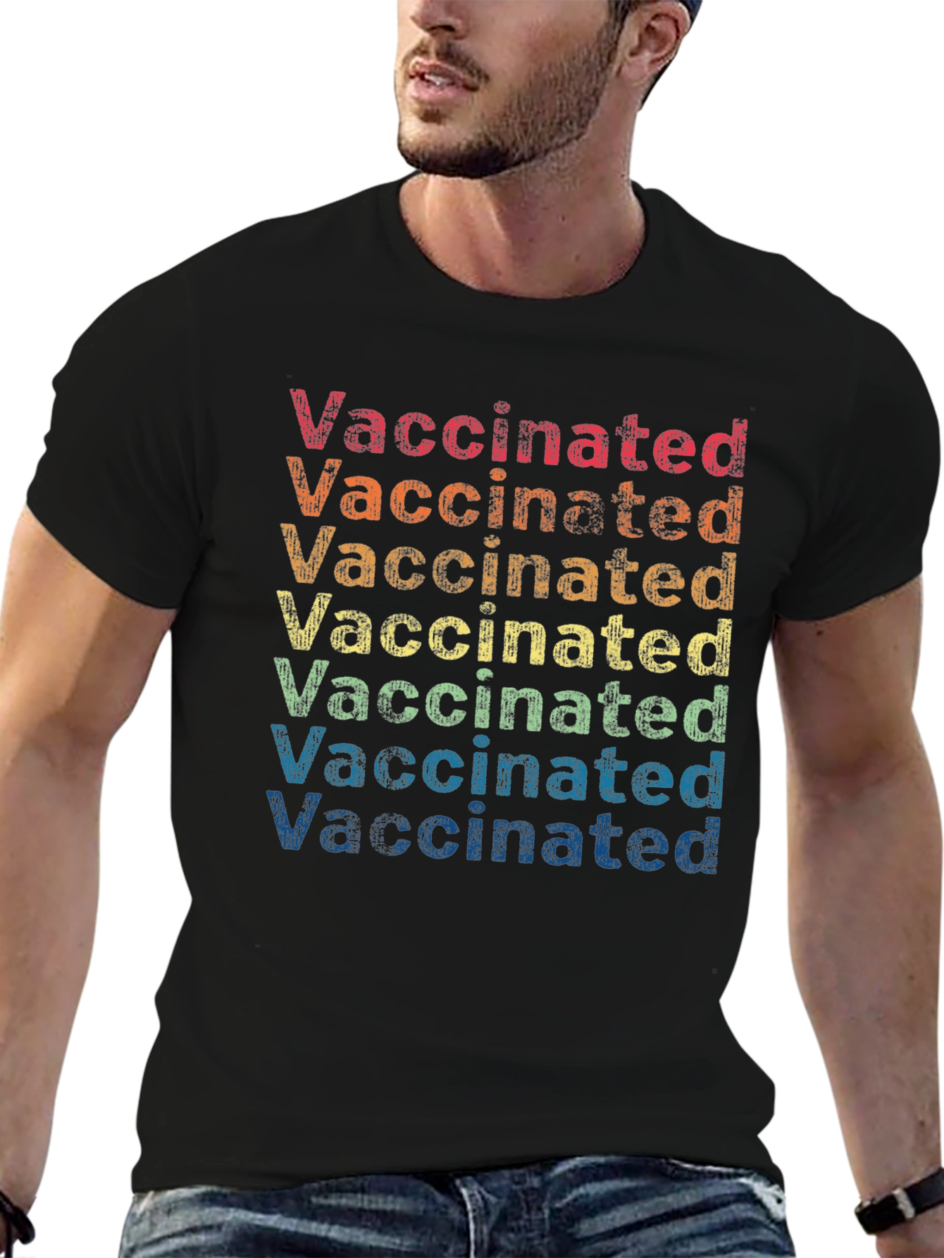 Retro Vaccinated Rainbow T-Shirt