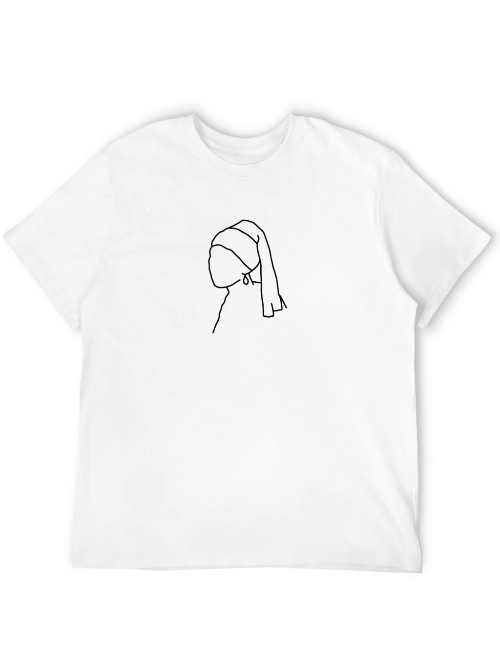 Minimalist Pearl Earring Black T-Shirt