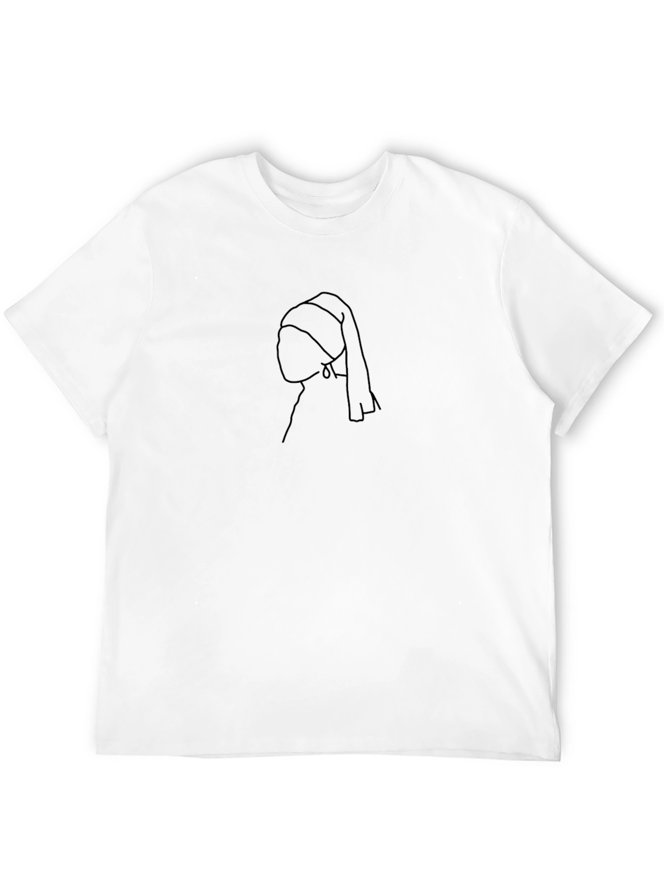 Minimalist Pearl Earring Black T-Shirt