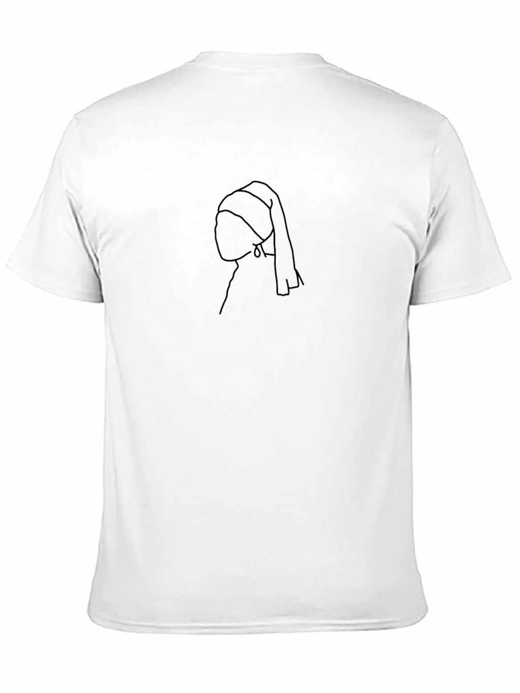 Minimalist Pearl Earring Black T-Shirt